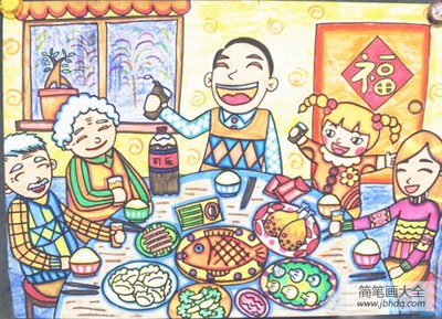 小学生春节的绘画作品 - 节日儿童画图片_提供-121kb