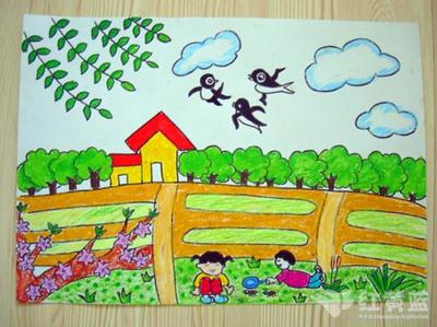 三年级春天儿童画作品大全_小学三年级春天儿童画