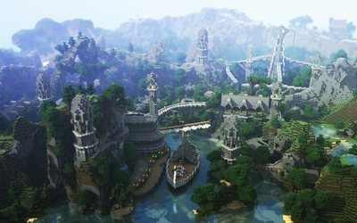 Minecraft_ 电影《指环王》里的精灵国度、… Minecraft_ 电影《指环王》里的精灵国度、…
