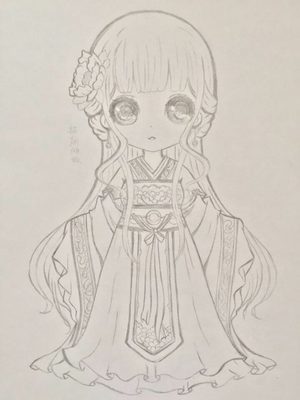 手绘古风人物简笔画_手绘古风人物简笔画图片大全